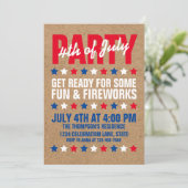 Rustic Brown Stamped Star 4 juli Partij Kaart (Staand voorkant)