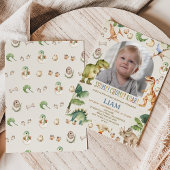 Rustic Brown Stomp Chomp Roar Dinosaur Birthday Kaart