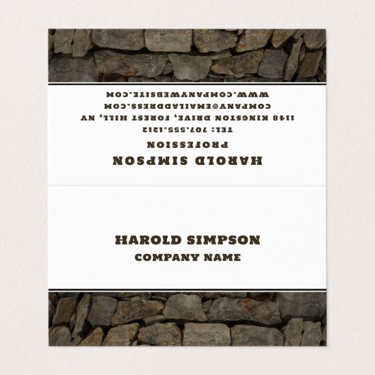 Rustic Brown Stone Double Loyalty Visitekaartjes (Buitenkant ongevouwen)