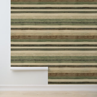 Rustic Brown Stripe Natuur Behang