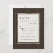 Rustic Brown Thin Stripe Pattern Wedding RSVP Kaartje (Voorkant)