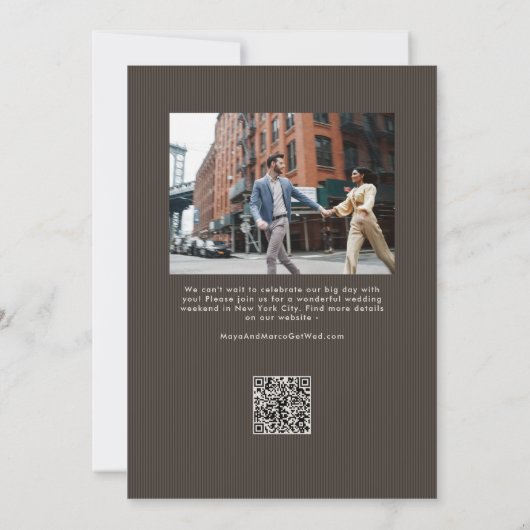 Rustic brown trendy script simple wedding save the date (Achterkant)