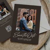 Rustic brown trendy script simple wedding save the date