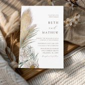 Rustic Brown Typography Pampas Wedding Kaart