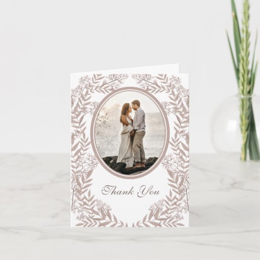 Rustic Brown Wedding Botanical Bedankkaart (Voorkant)