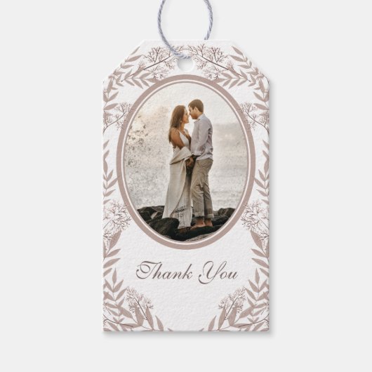 Rustic Brown Wedding Botanical Cadeaulabel (Voorkant)