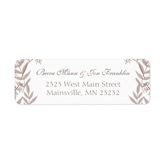 Rustic Brown Wedding  Botanical Etiket (Voorkant)