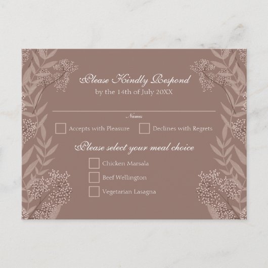 Rustic Brown Wedding Botanical Feestdagenkaart (Voorkant)