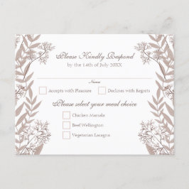 Rustic Brown Wedding Botanical Feestdagenkaart