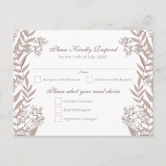 Rustic Brown Wedding  Botanical Feestdagenkaart (Voorkant)