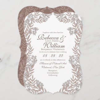 Rustic Brown Wedding Botanical Kaart