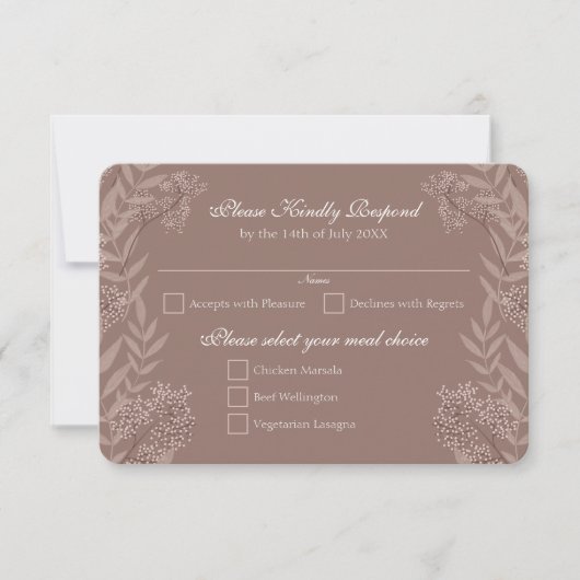 Rustic Brown Wedding  Botanical Kaart (Voorkant)