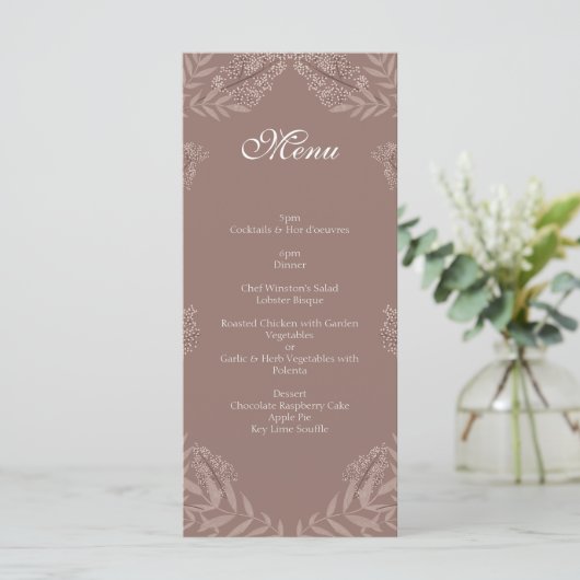Rustic Brown Wedding  Botanical Menu (Staand voorkant)