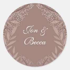 Rustic Brown Wedding Botanical Ronde Sticker