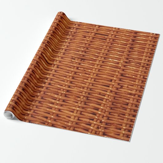 Rustic Brown Wicker Picnic Basket Country Style Cadeaupapier (Uitgerold)