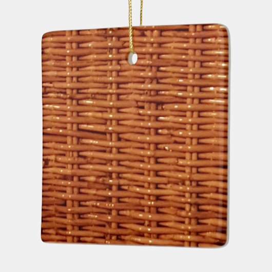 Rustic Brown Wicker Picnic Basket Country Style Keramisch Ornament (Links)