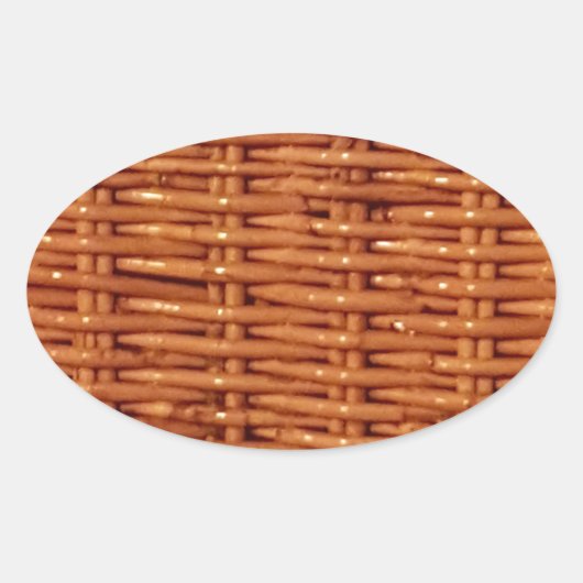 Rustic Brown Wicker Picnic Basket Country Style Ovale Sticker (Voorkant)