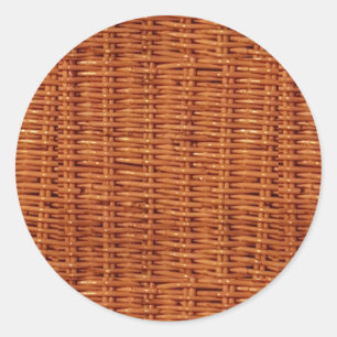 Rustic Brown Wicker Picnic Basket Country Style Ronde Sticker