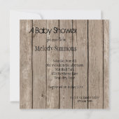 Rustic Brown Wood Baby shower Kaart (Achterkant)