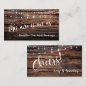 Rustic Brown Wood & Lichten Drink Ticket Enclosure Informatiekaartje (Voorkant / Achterkant)