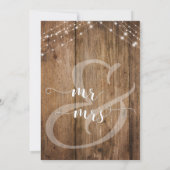 Rustic Brown Wood & Light Strings Rehearsal Dinner Kaart (Achterkant)