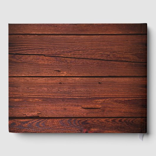 Rustic Brown Wood Pink Floral Country Wedding Gastenboek (Achterkant)