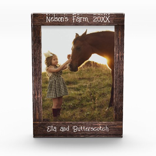 Rustic Brown Wood Text Editable Faux Photo Frame Fotoblokken (Voorkant)