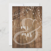 Rustic Brown Wood, White Light Strings Wedding 2 Kaart (Achterkant)