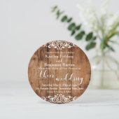 Rustic Brown Wood & White Typography Wedding 2c Kaart (Staand voorkant)
