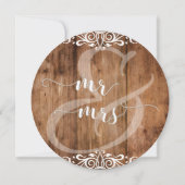 Rustic Brown Wood & White Typography Wedding 2c Kaart (Achterkant)