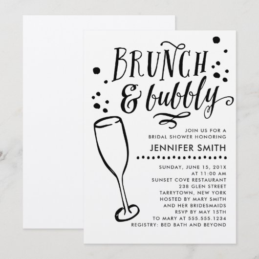 Rustic Brunch et Bubbly Invitation de douche nupti (Devant / Derrière)