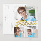 Rustic Brush Afstuderen Announcement Briefkaart (Voorkant / Achterkant)