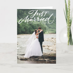 Rustic Brush Lettering Net gehuwde foto Bedankkaart