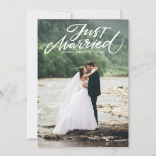 Rustic Brush Lettering Net gehuwde foto Bedankkaart