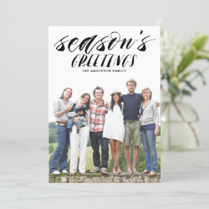 Rustic Brush Typography Season's Greeting Photo Feestdagenkaart