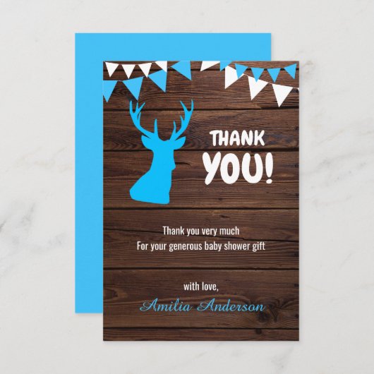 Rustic Buck thème garçon MERCI baby shower (Devant / Derrière)