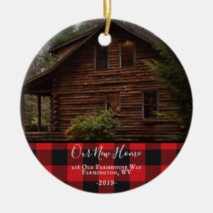 Rustic Buffalo Bekijk de nieuwe thuisfoto Kerstmis Keramisch Ornament