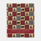 Rustic Buffalo Check Beren Wood Red Black Weddensc Fleece Deken (Voorkant)