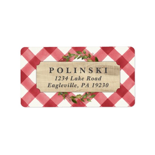 Rustic Buffalo Check Holiday Return Address Labels (Voorkant)