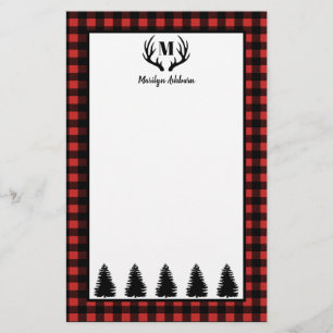 Rustic Buffalo Check Pset & Black Forest & Antler Briefpapier