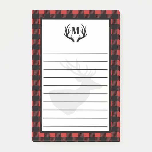Rustic Buffalo Check Pset & Deer Antlers Post-it® Notes (Voorkant)