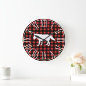 Rustic Buffalo Check Pset & White Wolf Silhouette Grote Klok (Huis)