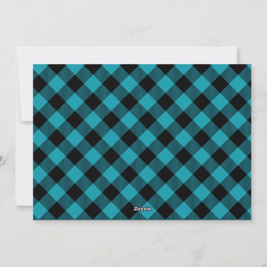 Rustic Buffalo Plaid Custom Photo Turquoise Black Feestdagenkaart (Achterkant)