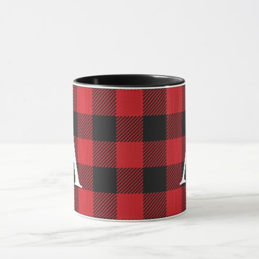 Rustic Buffalo Plaid Lumberjack Monogrammed Mok (Midden)