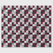 Rustic Buffalo Plaid Patchwork Rood Wit Kerstmis Cadeaupapier (Vlak)