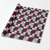 Rustic Buffalo Plaid Patchwork Rood Wit Kerstmis Cadeaupapier (Uitgerold)
