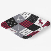 Rustic Buffalo Plaid Patchwork Rood Wit Kerstmis Papieren Bordje (Gebogen)