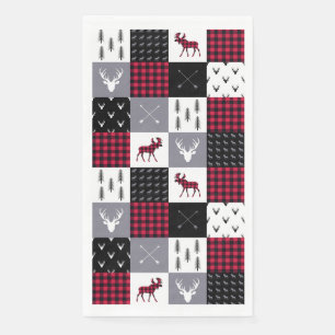 Rustic Buffalo Plaid Patchwork Rood Wit Kerstmis Servet