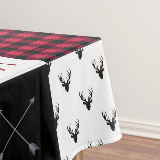 Rustic Buffalo Plaid Patchwork Rood Wit Kerstmis Tafelkleed (Voorbeeld)