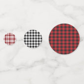 Rustic Buffalo Plaid Rood Zwart Wit Minimal Confetti (Achterkanten)